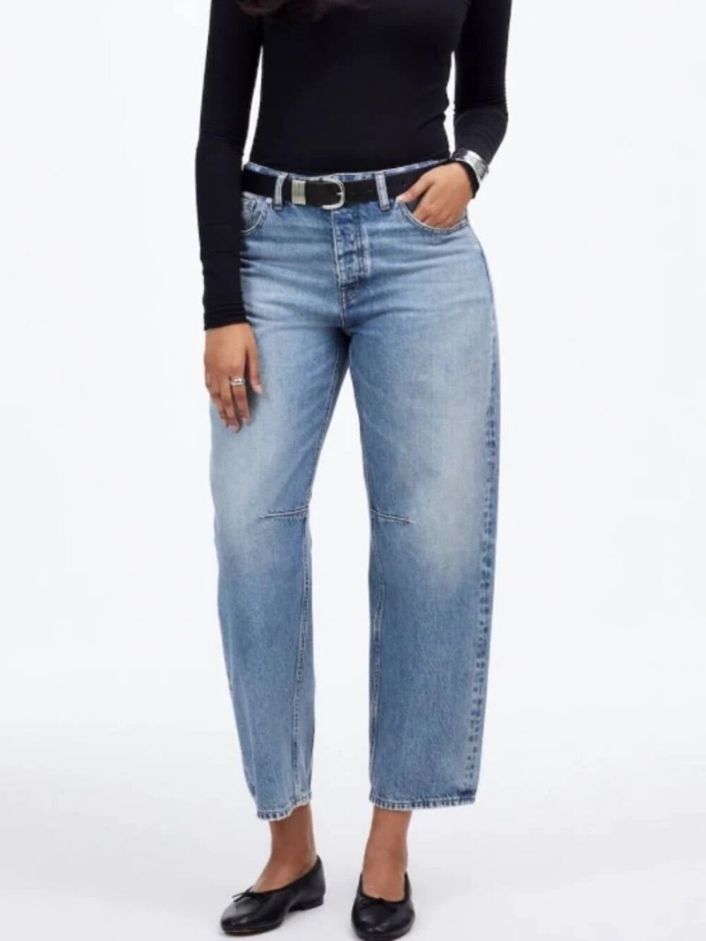 Madewell Darted Barrel-Leg Jeans Light Wash Size 29